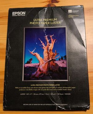 Epson S041405 8.5x11 50 Sheets Ultra Premium Photo Inkjet Paper, Luster